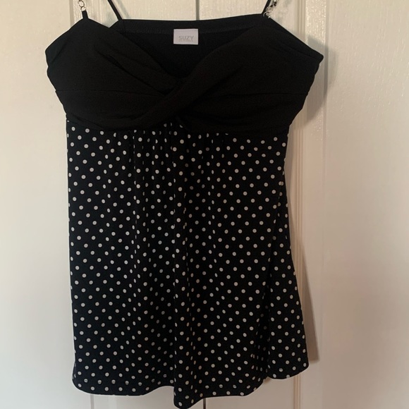 Polka dot black sleeveless top - Picture 1 of 4